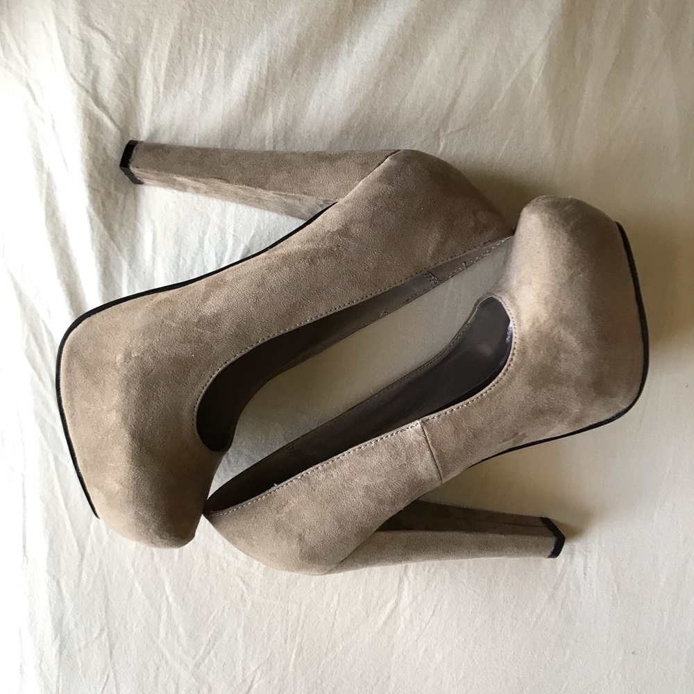 NEW Taupe Suede Block Heel
